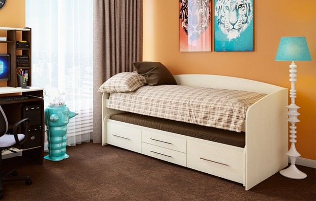 Кровать Олмеко ДВУХЪЯРУСНАЯ АДЕЛЬ-5 (ДУБ ЛИНДБЕРГ) 80х190- фото