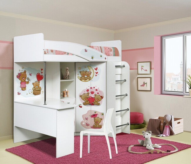 ДВУХЪЯРУСНАЯ КРОВАТЬ АДЕЛЬ-2 МИШКА (БЕЛЫЙ) 80х200- фото2