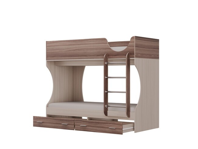 Кровать Олмеко ДВУХЪЯРУСНАЯ Д 2 (ЯСЕНЬ ШИМО СВЕТЛЫЙ/ТЕМНЫЙ) 80х190- фото2