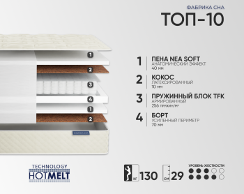 Матрас Фабрика Сна Топ-10 100х200- фото